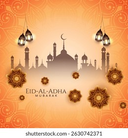 Eid al adha mubarak Islamic festival celebration card design vector