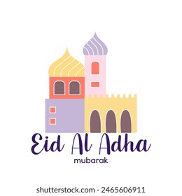 Eid al adha mubarak lettering, Eid mubarak illustration
