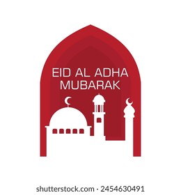 Eid al adha mubarak logo design simple concept Premium Vector