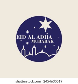 Eid al adha mubarak logo design simple concept Premium Vector