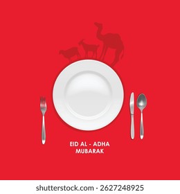 Eid al Adha Mubarak logo name typography creative concept idea design flyer social media post web banner greeting card for a restaurant or food brand. Vector illustration