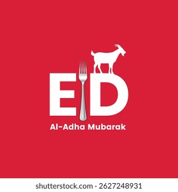 Eid al Adha Mubarak logo nome tipografia conceito criativo ideia design panfleto mídia social postar web banner cartão de saudação para um restaurante ou marca de comida. Ilustração vetorial