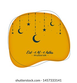 Eid Al Adha mubarak moon and star greeting