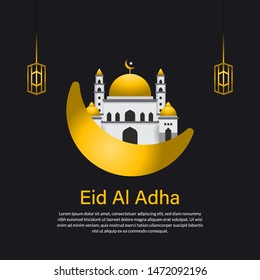Eid Al Adha Mubarak, Mosque Vector Design