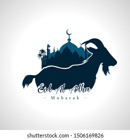 Eid Al Adha Mubarak with Mosque Illustration 
