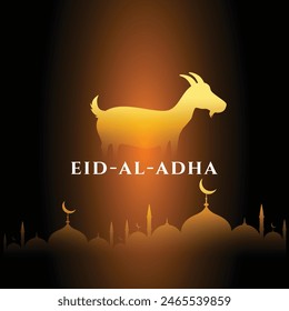 eid al adha mubarak with mosque and goat logo