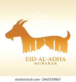 eid al adha mubarak with mosque and goat logo