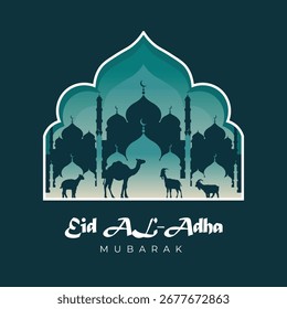 Eid Al Adha Mubarak Mosque Vector Illustration