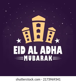 Eid al Adha Mubarak. Muslim holiday vector illustration. Islamic greetings card design. Premium Vector.
