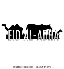 Eid Al Adha mubarak. outline sheep. Handwritten text