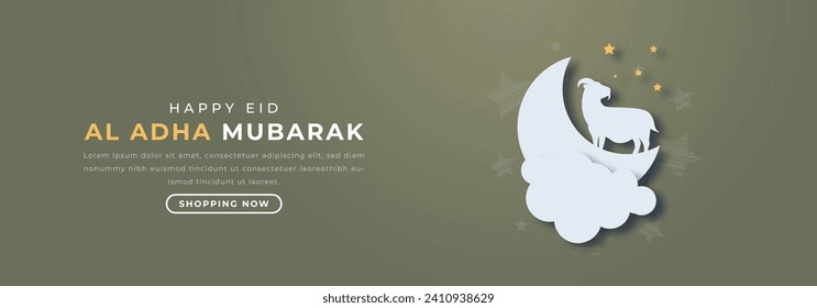 Eid Al Adha Mubarak Paper cut style Vector Design Illustration for Background, Poster, Banner, Advertising, Greeting Card