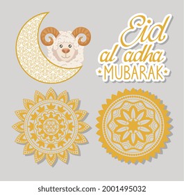 Eid al adha mubarak set icons