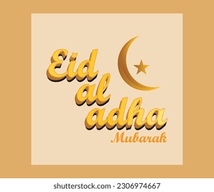 Eid al adha mubarak text effect and vector file.