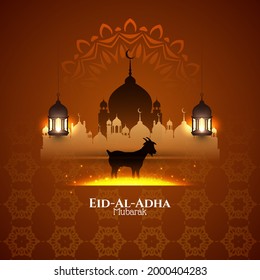 Eid Al Adha mubarak traditional Islmaic mosque background vector