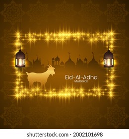 Eid Al Adha mubarak traditional Islmaic mosque background vector