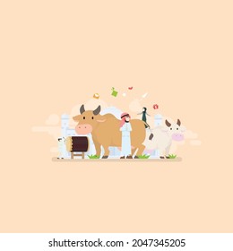 Eid Al Adha Mubarak Vector Illustration Concept Indonesia