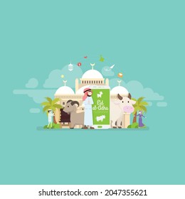 Eid Al Adha Mubarak Vector Illustration Concept Culture Indonesia