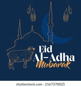 eid al adha mubarak vector illustration poster