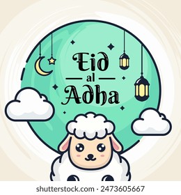Eid al Adha Mubarak vector with Sheep