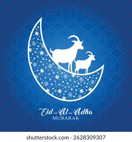 eid al adha mubarak Vector Template for Eid al-Adha with gots, moon in background. Eid Mubarak Calligraphy, English, Vector, Card, Calligraphy 