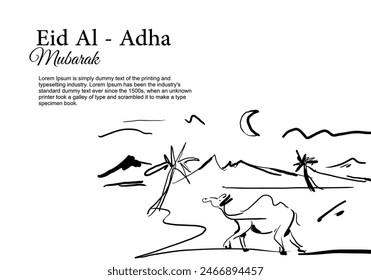 eid al Adha Mubarak, welcome desert camel festival, white background, wallpaper, social media