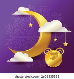 Eid Al Adha Muslim festival, vector illustration