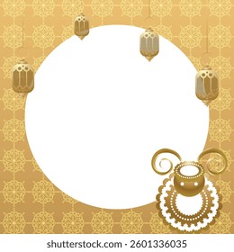 Eid Al Adha Muslim festival, vector frame