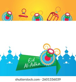Eid Al Adha Muslim festival, vector frame