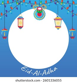 Eid Al Adha Muslim festival, vector frame