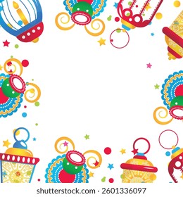 Eid Al Adha Muslim festival, vector frame