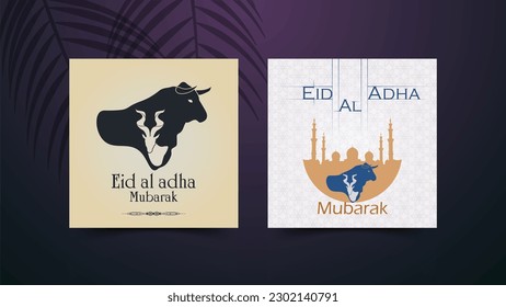 Ilustración del vector de diseño de afiches de Eid Al Adha. Antecedentes islámicos y geométricos para el Festival de la Comunidad Musulmana. Moslem Holiday. 3D El arte islámico moderno es adecuado para Eid al Adha y ocasiones islámicas.