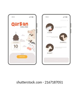 Eid Al Adha And Qurban App Mobile Design Concept For Animal Sacrifice Sale