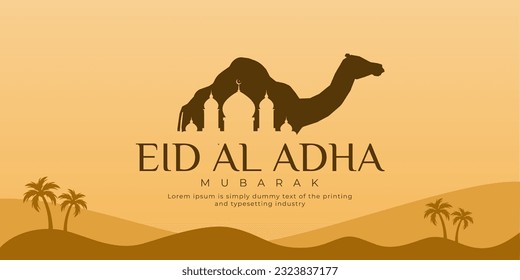 Eid al adha or eid al qurban banner vector design. in eps 10 format