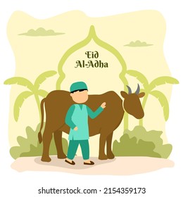 Eid al adha qurban celebration flat illustration