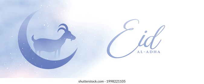 eid al adha religious banner with goat and moon