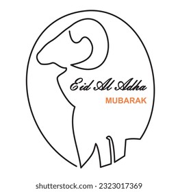 Eid al adha sacrificial animal circle icon. One continuous line of symbol of image of sheep, as icon of sacrificial animal on Eid al-Adha. Vector illustration of sacrificial animal sheep icon.