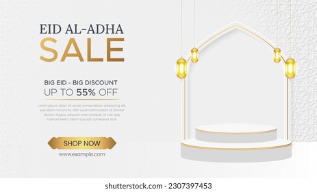 Eid Al Adha Sale Banner, Islamic Ornament Lantern Background