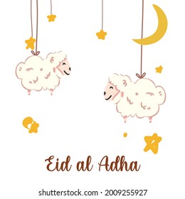 Eid Al Adha Sheep Cartoon Vector Kids Illustration