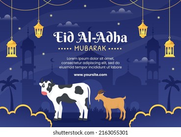 Eid al Adha Template Flat Design Illustration Editable of Square Background Suitable for Social Media or Greeting Card