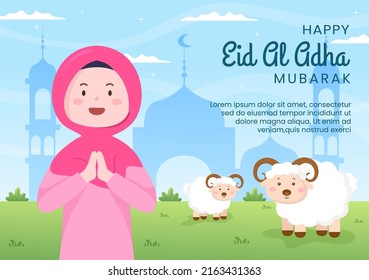 Eid al Adha Template Social Media Flat Cartoon Background Illustration