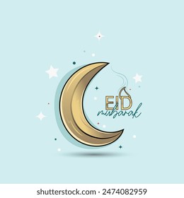 Eid Al Adha traditional background design with Islamic moon of Devotion Reflections Crescent
