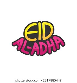 Eid al adha typography vector illustration to celebrate muslim religious holiday in worldwide. Eid typography logo for banner, poster, template design. Eid mubarak custom typography and lettering