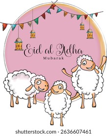 Eid al Adha vector concept design, watercolor Eid al Adha greeting card, T-shirt design, 