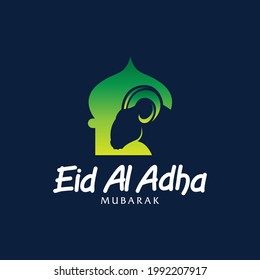Eid Al Adha vector. Eid Al Adha illustration. vector graphic of good for islamic day, eid mubarak, eid fitr, greeting card, background. graphic with goat and mosque.