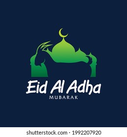 Vector de Eid Al Adha. Ilustración de Eid Al Adha. gráfico vectorial de bueno para el día islámico, eid mubarak, eid fitr, tarjeta de saludo, fondo. gráfico con cabra y mezquita.