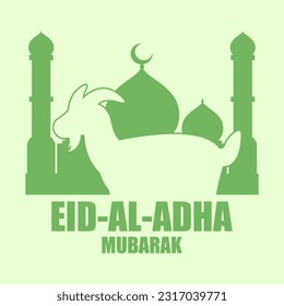 Eid al adha vector illustration for islam culture. Qurban design of goat and mosque for eid al adha mubarak. Islamic design of qurban for al adha event celebration in muslim culture and islam religion