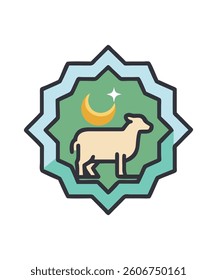Eid al adha vector illustration . Qurban design of goat and Islamic shape for eid al adha mubarak. Islamic 
