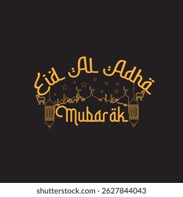 Eid Al Adha wish invitation Greetings Label Design 