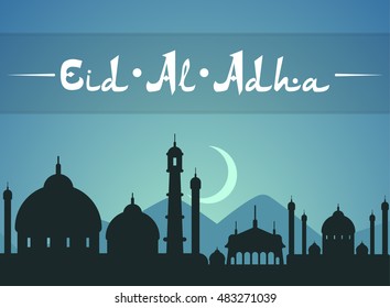 Eid Al Adhra holiday vector icon. Islamic religious holidays.