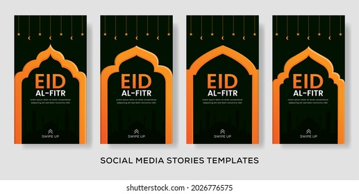 Eid al fiitr Banner Post Geschichten für soziale Medien. Premium-Vektorgrafik